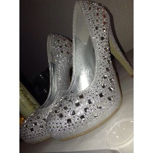 Silver Rhinestone Heels